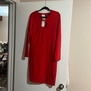 Red Bodycon Dress with gold detail